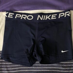 Nike Pro Navy Shorts with White Accents